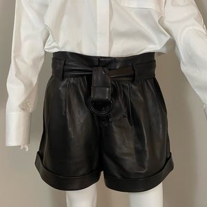 Frame tie waist leather shorts.  Genuine leather. Nearly-new, worn only once.